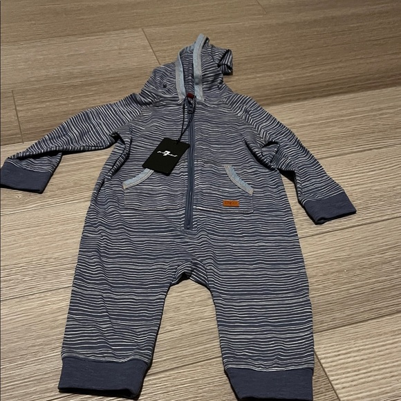 Striped Hooded Baby Jumpsuit - Picture 1 of 6